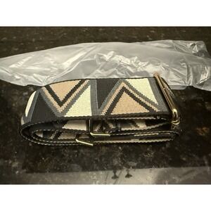 Authentic Pom‎ Pom London Crossbody Bag Purse Strap Black Gray Tan Pattern